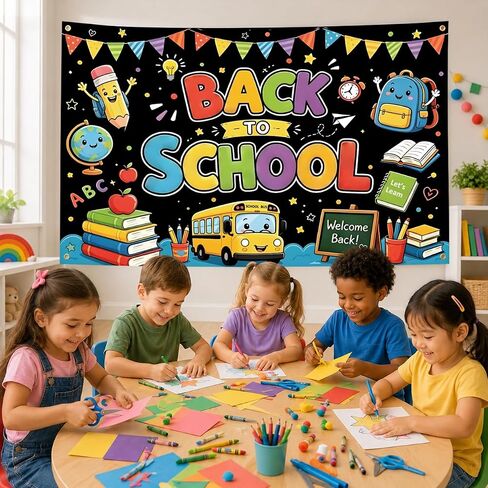 Back to School Decorations Large First Day of School Backdrop Welcome Back Sign for Classroom Decorations Teacher Photo Booth Props Party Supplies 71 x 59 Inches in Kuwait