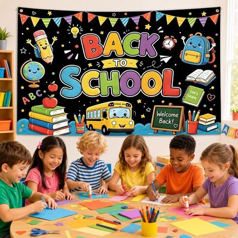 Back to School Decorations Large First Day of School Backdrop Welcome Back Sign for Classroom Decorations Teacher Photo Booth Props Party Supplies 71 x 59 Inches in Kuwait