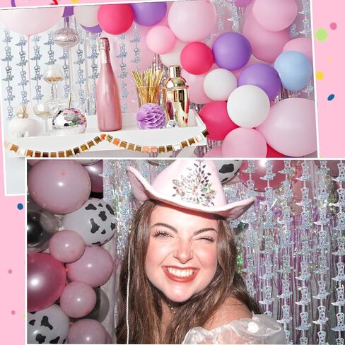 2 Pcs Cowgirl Party Decorations, Silver Foil Boot Curtain for Photo Birthday Bachelorette Wedding Disco Party Booth Decorations Nashville in Saudi Arabia