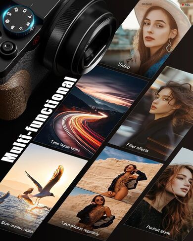 G-Anica 18X Zoom 5K Digital Camera for Photography with 180° Flip Screen | 64MP Vlogging Point and Shoot Camera Kit for Beginners, Autofocus Video Compact Camera 32GB Card, 2 Batteries in Kuwait