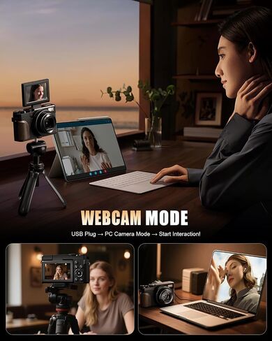 G-Anica 18X Zoom 5K Digital Camera for Photography with 180° Flip Screen | 64MP Vlogging Point and Shoot Camera Kit for Beginners, Autofocus Video Compact Camera 32GB Card, 2 Batteries in Kuwait
