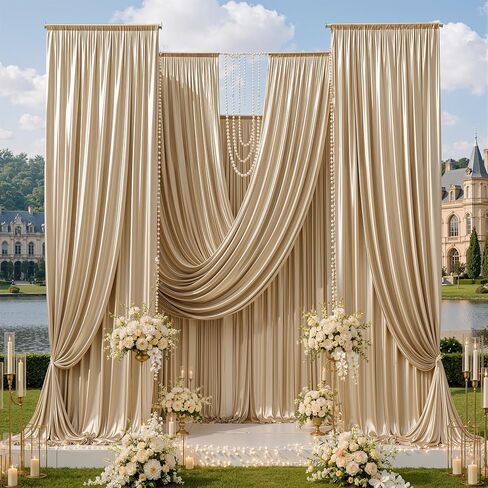 50ft×40ft White Fabric Wedding Drapes for Ceiling-10 Panels 5×40ft | Wrinkle Free Silky Wedding Ceiling Drapes,Thick Elegant Wedding Arch Drape for Reception, Party, Baby Shower & Event Decor in Saudi Arabia