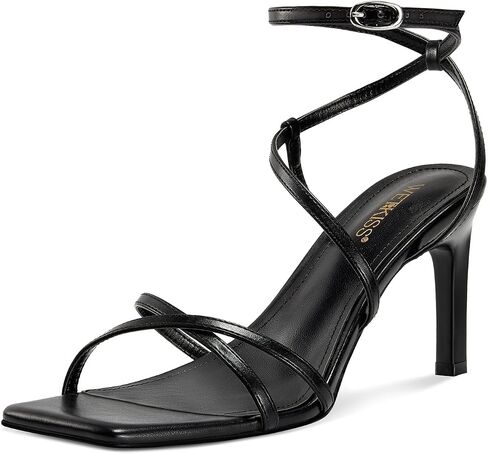 wetkiss Womens Sandals with Square Toe Ankle Strap | Strappy Heels, Heeled Sandals, Stiletto Heels, High Heels, Open Toe, Arch Support, Spring & Summer, Wedding, Prom, Party in Saudi Arabia