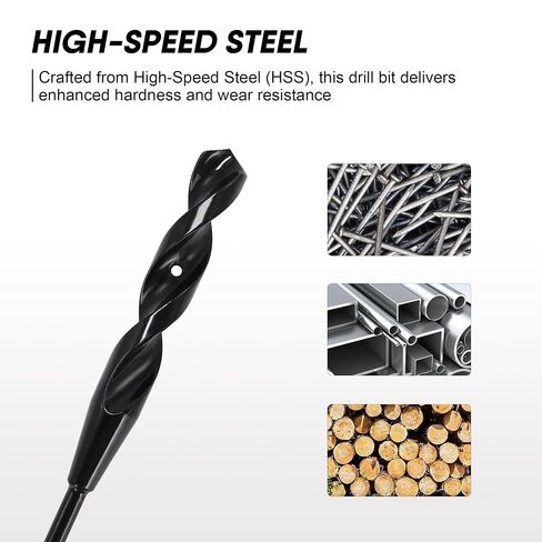 36" High-Speed Steel Installer Drill Bit for Pulling Wires & Drilling Nails in Walls, Ceilings, Sidewalks, 1/2" Cutting Head, 118° Split Point, 3/16" 3-Flat Shank for Wood, with Storage Tube in Saudi Arabia