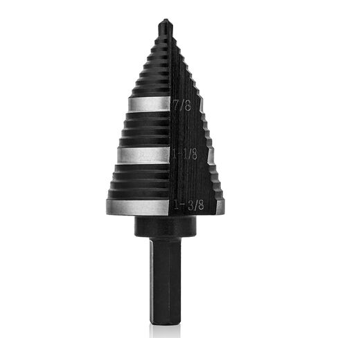 ZELCAN Step Drill Bit Set, 5PCS HSS Titanium Step Drill Bits for Metal, 50 Sizes in 5 High Speed Steel Unibit Stepped Drill Bit for DIY Lovers Electrician, 1/8 to 1-3/8 Inches in Kuwait