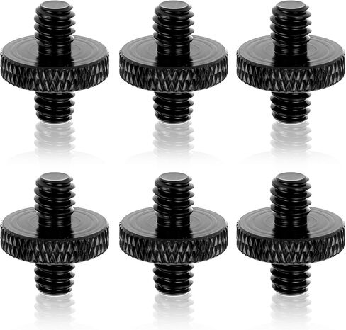 6 Pack 1/4" Male to 1/4" Male Threaded Tripod Screw Adapter, Double Head Standard Mounting Thread Converter, Aluminum Alloy Camera Cage Mount Adapter for Light Stand Shoulder Rig (Black) in Saudi Arabia