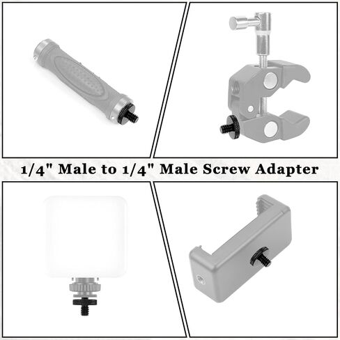 6 Pack 1/4" Male to 1/4" Male Threaded Tripod Screw Adapter, Double Head Standard Mounting Thread Converter, Aluminum Alloy Camera Cage Mount Adapter for Light Stand Shoulder Rig (Black) in Saudi Arabia