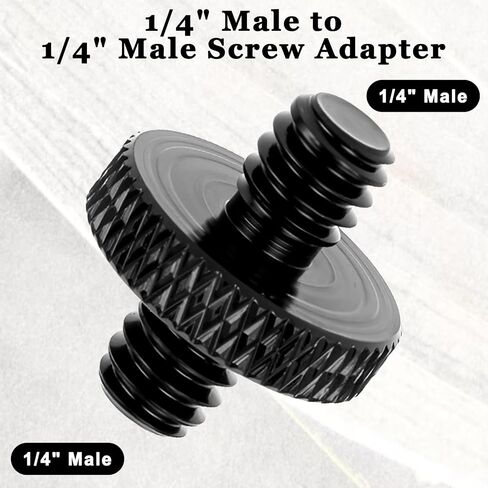 6 Pack 1/4" Male to 1/4" Male Threaded Tripod Screw Adapter, Double Head Standard Mounting Thread Converter, Aluminum Alloy Camera Cage Mount Adapter for Light Stand Shoulder Rig (Black) in Saudi Arabia