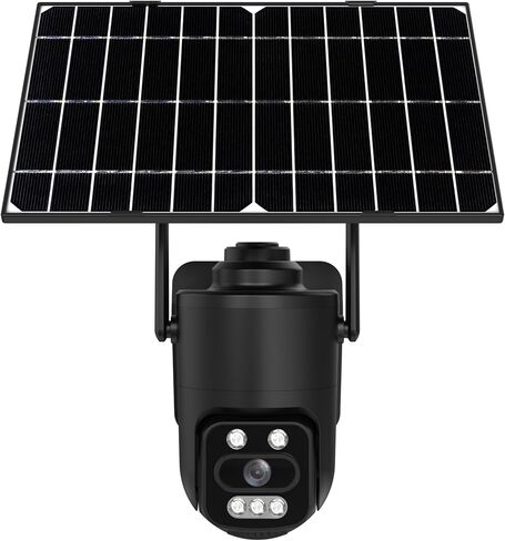 Solar Powered 4G Security Camera with Dual Lens, 1080P Ultra HD/Two-Way Audio/Human Auto Tracking/IP65 Waterproof/Color Night Vision/Cellular GSM Surveillance CCTV (Black Single Lens) in Saudi Arabia