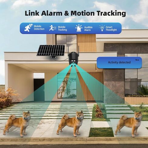 Solar Powered 4G Security Camera with Dual Lens, 1080P Ultra HD/Two-Way Audio/Human Auto Tracking/IP65 Waterproof/Color Night Vision/Cellular GSM Surveillance CCTV (Black Single Lens) in Saudi Arabia