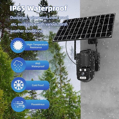 Solar Powered 4G Security Camera with Dual Lens, 1080P Ultra HD/Two-Way Audio/Human Auto Tracking/IP65 Waterproof/Color Night Vision/Cellular GSM Surveillance CCTV (Black Single Lens) in Saudi Arabia