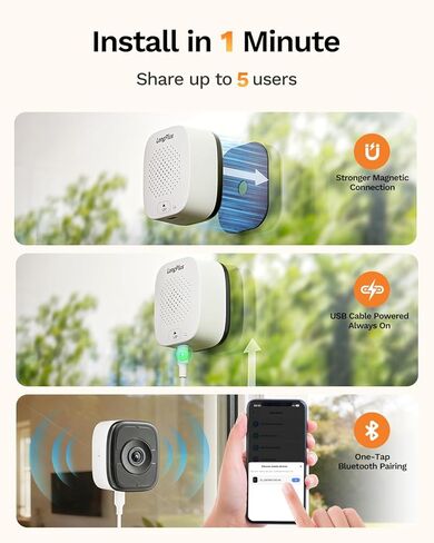 LongPlus 5MP Window Security Camera with Full Color Night Vision, Easy Install in Saudi Arabia
