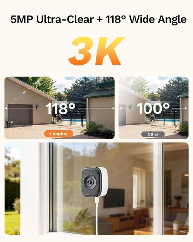 LongPlus 5MP Window Security Camera with Full Color Night Vision, Easy Install in Saudi Arabia