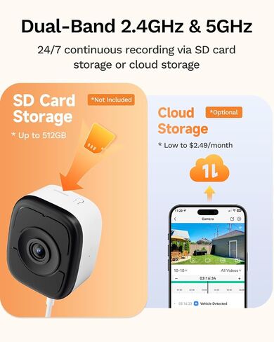 LongPlus 5MP Window Security Camera with Full Color Night Vision, Easy Install in Saudi Arabia