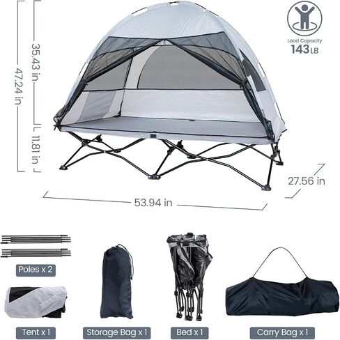 Protable Toddler Travel Bed with Tent: Foldable Kid Cot Tent for Camping | For Camping Beach Hotel Grandparents'home Backyard Size 54"x27" Bearing 143 LB in Saudi Arabia