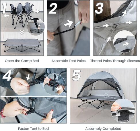 Protable Toddler Travel Bed with Tent: Foldable Kid Cot Tent for Camping | For Camping Beach Hotel Grandparents'home Backyard Size 54"x27" Bearing 143 LB in Saudi Arabia