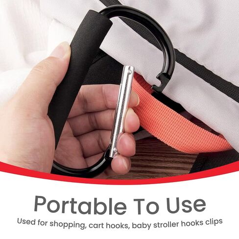 2 Pcs Large Stroller Hooks for Hanging Diaper Bags and Shopping | Mommy Stroller Accessories Organizer Hook - Large Carabiner Clips for Mom Purse Shopping Grocery Bag and Accessory in Kuwait