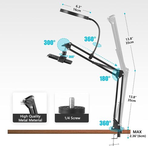ضوء حلقة LED مقاس 6 بوصات للمكتب، حامل هاتف علوي، ضوء سيلفي LED | ضوء حلقي مع حامل وحامل هاتف، ضوء مكتب، أضواء استوديو للتصوير الفوتوغرافي وتسجيل الفيديو والبث المباشر in Kuwait