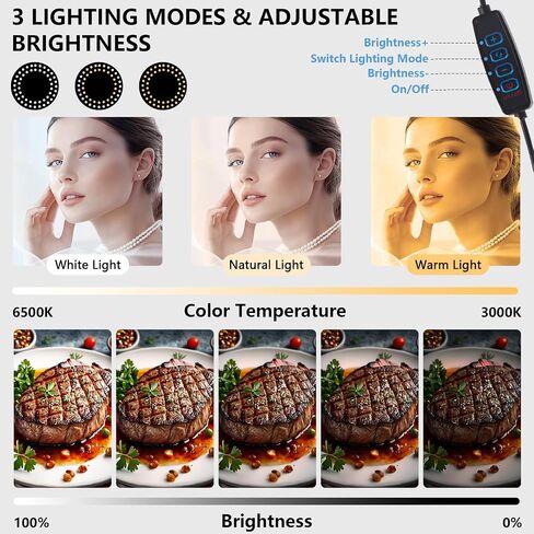 ضوء حلقة LED مقاس 6 بوصات للمكتب، حامل هاتف علوي، ضوء سيلفي LED | ضوء حلقي مع حامل وحامل هاتف، ضوء مكتب، أضواء استوديو للتصوير الفوتوغرافي وتسجيل الفيديو والبث المباشر in Kuwait