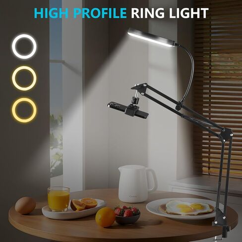 ضوء حلقة LED مقاس 6 بوصات للمكتب، حامل هاتف علوي، ضوء سيلفي LED | ضوء حلقي مع حامل وحامل هاتف، ضوء مكتب، أضواء استوديو للتصوير الفوتوغرافي وتسجيل الفيديو والبث المباشر in Kuwait