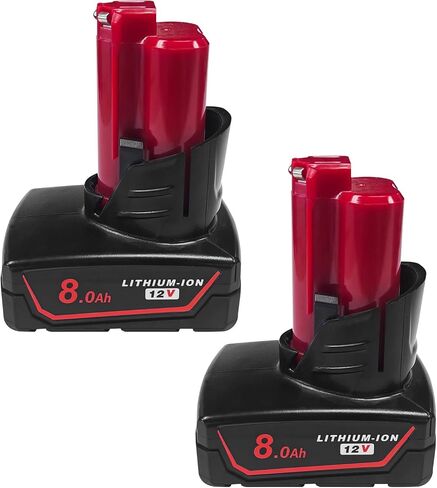 2Pack 8000mAh 12V Battery Replacement for Milwaukee M12 Battery Compatible with 12 Volt M12 Cordless Power Tools 48-11-2401 48-11-2402 48-11-2460 48-59-2401 in Kuwait