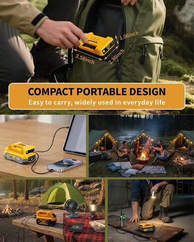 2 Pack USB Battery Adapter Compatible for Dewalt 20V Battery, Battery Converter with USB and Type-C Output Ports for Camping, Travel, Outdoor Indoor Work (Adapter Only) in Saudi Arabia