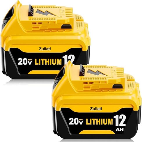 12Ah Replacement for Dewalt 20V Max Battery (Yellow-2PC) | Compatible with Dewalt 20V Impact Driver, Hammer Drill, Sawzall, Vacuum in Kuwait