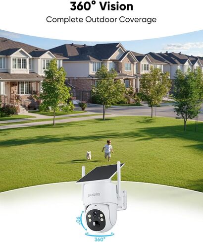 blurams 2.5K Pan/Tilt Security Cameras Wireless Outdoor, 100% Wire-Free Outdoor Camera with Fixed Solar Panel, 360° View, Dual-Band WiFi 6, Human Detection, Color Night Vision, Work with Alexa, 2Pack in Saudi Arabia