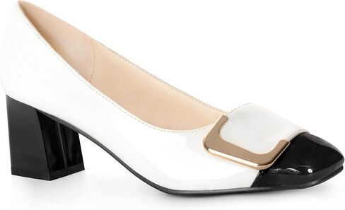 ANN CREEK Women's Pumps 'Angela' Shoes for Women Dressy Low Heel Rush Hour Office Shoes Two Tone Womens Pumps Square Toe 2.4 Inch Chunky Heel Slip On in Saudi Arabia
