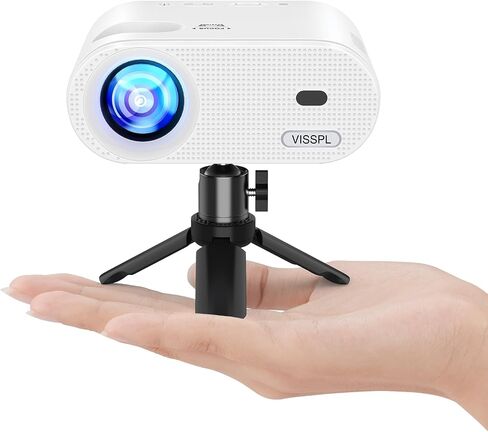Mini Projector, VISSPL Full HD 1080P Video Projector, Portable Outdoor Projector with Tripod, Kids Gift, Home Theater Movie Phone Projector Compatible with Android/iOS/Windows in Saudi Arabia