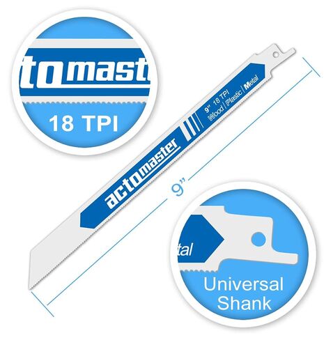 Bi-Metal Reciprocating Saw Blades for Heavy Metal Cutting, Pack of 5 (9" - 18TPI) in Saudi Arabia