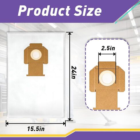 10PCS DWV9402 Fleece Replacement Shop Vacuum Bags Compatible with Dewalt | Fit for DWV010 DWV012 DWV015 8 & 10 Gallon Dust Extractor, Effectively Traps Debris and Dust in Kuwait
