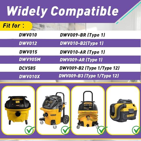 10PCS DWV9402 Fleece Replacement Shop Vacuum Bags Compatible with Dewalt | Fit for DWV010 DWV012 DWV015 8 & 10 Gallon Dust Extractor, Effectively Traps Debris and Dust in Kuwait