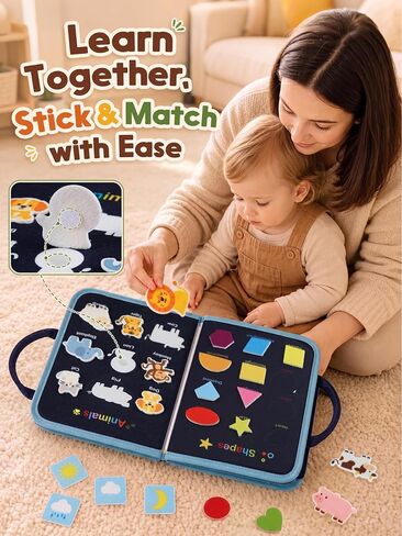 GONINO Toddler Busy Book Montessori Toys for Boys, Dinosaur Felt Busy Board | Quiet Activity Book, Preschool Learning Sensory Toys, Fine Motor Skills, Travel Toy for Airplane Car, Boys Birthday Gifts 3+ in Kuwait
