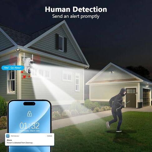 4MP Dual Lens Wireless Security Camera PT Auto Track 2 WiFi Cameras Outdoor in Kuwait