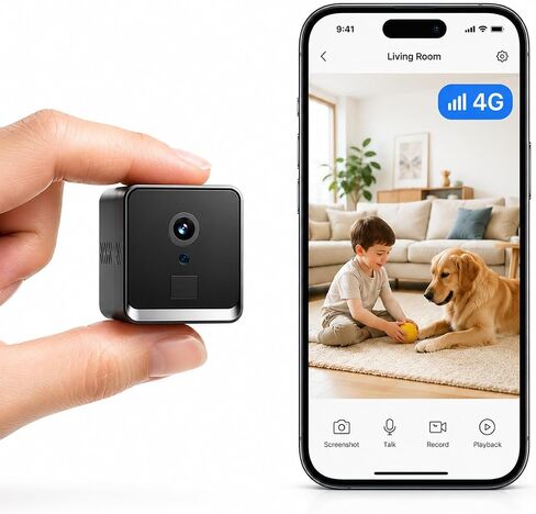 4G LTE Cellular Security Camera, No WiFi 2K HD Indoor Surveillance Camera with Built-In SIM Card for Remote Viewing, PIR Motion Detection Auto Night Vision Real-Time Alerts, Portable Battery Camera in Saudi Arabia