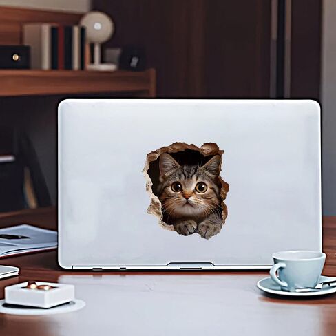 Cat 3D Broken Wall Sticker 2-Pack Waterproof Vinyl Decal for Car LB-0105 | Cat 3D Broken Wall Decals Waterproof Removable Vinyl for Windows, Bumpers, Trucks, Laptops & Walls. in Kuwait