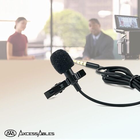 AxcessAbles Lavalier Microphone with 3.5mm TRRS Cable & TRS Adapter – Omnidirectional Clip On Lapel Mic for iPhone Android Camera Laptop – Wired Condenser Microphone for YouTube Podcast Interview in Saudi Arabia