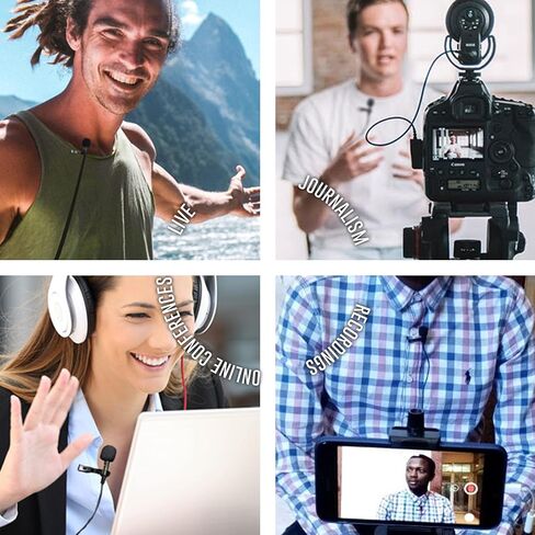 AxcessAbles Lavalier Microphone with 3.5mm TRRS Cable & TRS Adapter – Omnidirectional Clip On Lapel Mic for iPhone Android Camera Laptop – Wired Condenser Microphone for YouTube Podcast Interview in Saudi Arabia