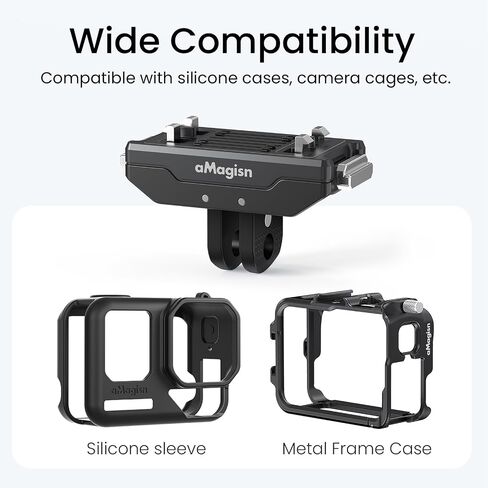 2.0 Upgraded Magnetic Quick Release Mount with Auto Lock, Stainless Steel Secure Lock Bracket for Insta360 X4 Air/X5/Ace Pro 2/Ace Pro/Ace, Anti-Vibration for Motorcycle & Cycling Vlogging in Kuwait