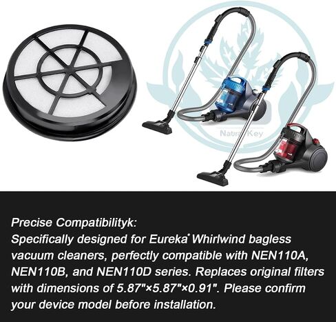 4-Pack NEN110A Vacuum Filter Replacement for Eureka Whirlwind Bagless Canister Vacuum Cleaner - Compatible with NEN110A/NEN110B/NEN110D Models, Includes Inlet Frame & Sponge Filter (Part #NEN0101) in Saudi Arabia
