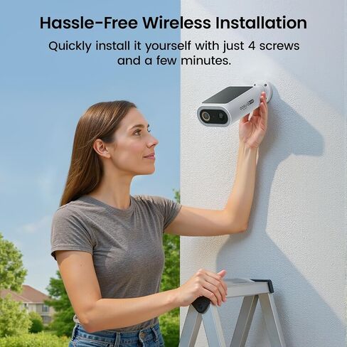 aosu SolarCam P1 Max, 4K Solar Security Camera Wireless Outdoor, Integrated Solar Powered, AI Perimeter Detection for Home Security, Color Night Vision, Easy to Install, No Subscription Required in Saudi Arabia