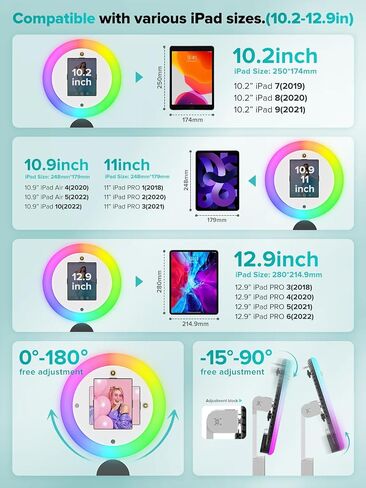 Portable Photo Booth,Photo Booth Stand with Light Ring Software APP Remote Control Music Sync Photobooth Machine Compatible 10.2in 10.9in 11in 12.9in Tablet Selfie Photo Booth with Flight Case in Saudi Arabia