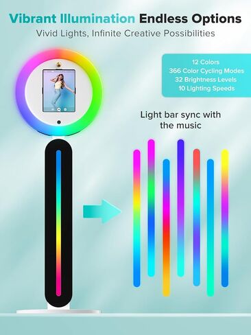 Portable Photo Booth,Photo Booth Stand with Light Ring Software APP Remote Control Music Sync Photobooth Machine Compatible 10.2in 10.9in 11in 12.9in Tablet Selfie Photo Booth with Flight Case in Saudi Arabia