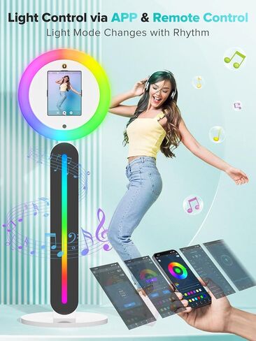 Portable Photo Booth,Photo Booth Stand with Light Ring Software APP Remote Control Music Sync Photobooth Machine Compatible 10.2in 10.9in 11in 12.9in Tablet Selfie Photo Booth with Flight Case in Saudi Arabia
