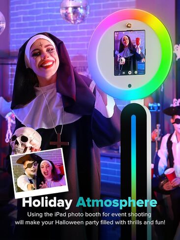 Portable Photo Booth,Photo Booth Stand with Light Ring Software APP Remote Control Music Sync Photobooth Machine Compatible 10.2in 10.9in 11in 12.9in Tablet Selfie Photo Booth with Flight Case in Saudi Arabia