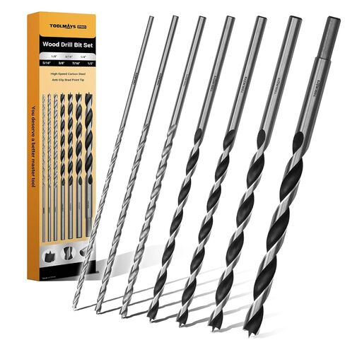Extra Long 9.05" Brad Point Wood Drill Bit Set Imperial | Carpenter 7Pc Drill Set, Splinter-Free Perfect Round Holes in Wood. Includes 1/8,3/16,1/4,5/16,3/8,7/16,1/2in in Saudi Arabia