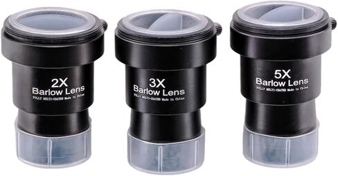 1.25-Inch 2X 3X 5X Barlow Lens Kit for Telescope Eyepieces | Actual Magnification; Fully Multi-Coated; Metal Housing in Saudi Arabia