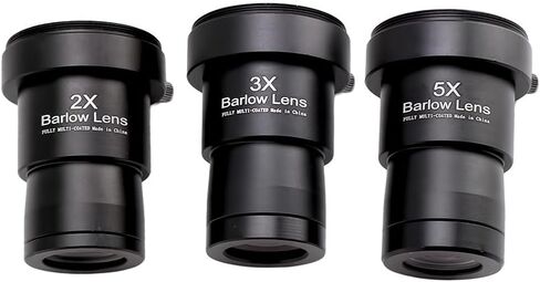 1.25-Inch 2X 3X 5X Barlow Lens Kit for Telescope Eyepieces | Actual Magnification; Fully Multi-Coated; Metal Housing in Saudi Arabia