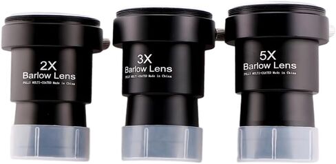 1.25-Inch 2X 3X 5X Barlow Lens Kit for Telescope Eyepieces | Actual Magnification; Fully Multi-Coated; Metal Housing in Saudi Arabia